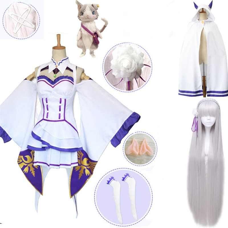 Kostum ڽ ִϸ̼ Re Zero Kara Hajimeru Isekai Seikatsu Emilia Kostum ҷ Untuk Gaun Wanita Pakaian 
